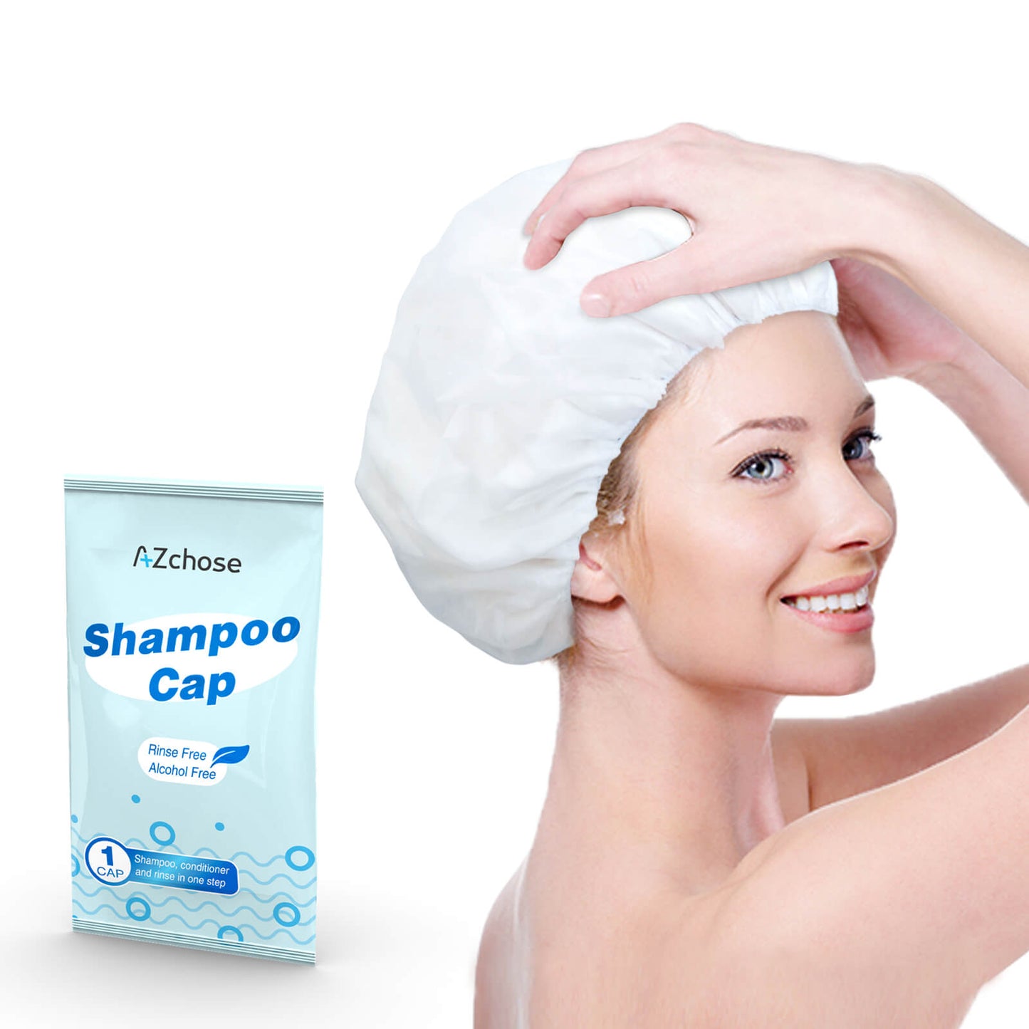 AZchose No Water Shampoo Caps Disposable 12 pack Rinse-Free Shampoo Cap
