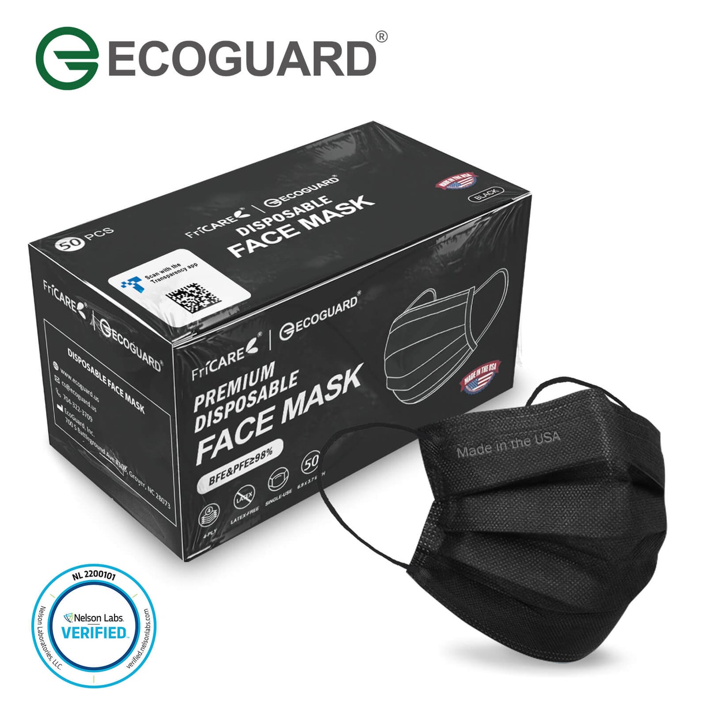 Made in USA EG EcoGuard 4-Ply Disposable Face Mask for Adult