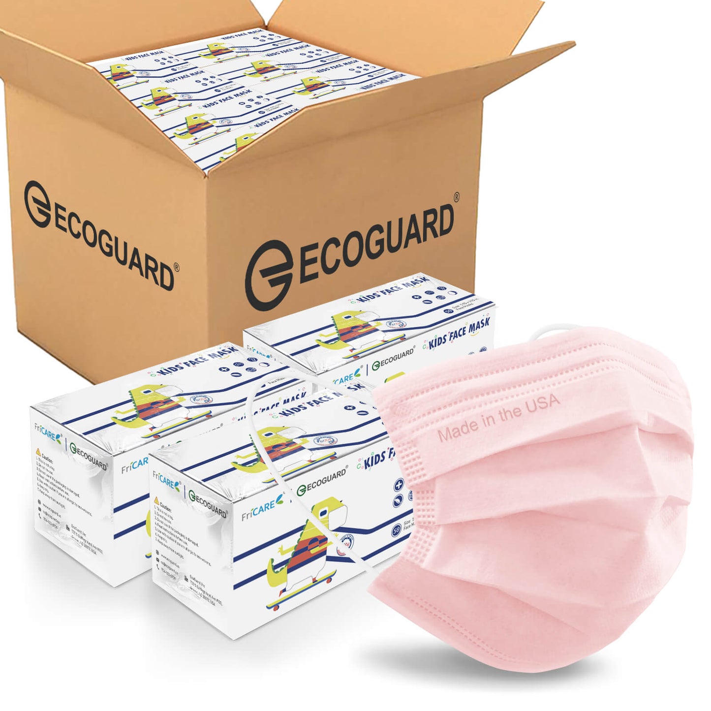Made in USA EG EcoGuard 3-Ply Dispoable Kids Mask 2000Pcs