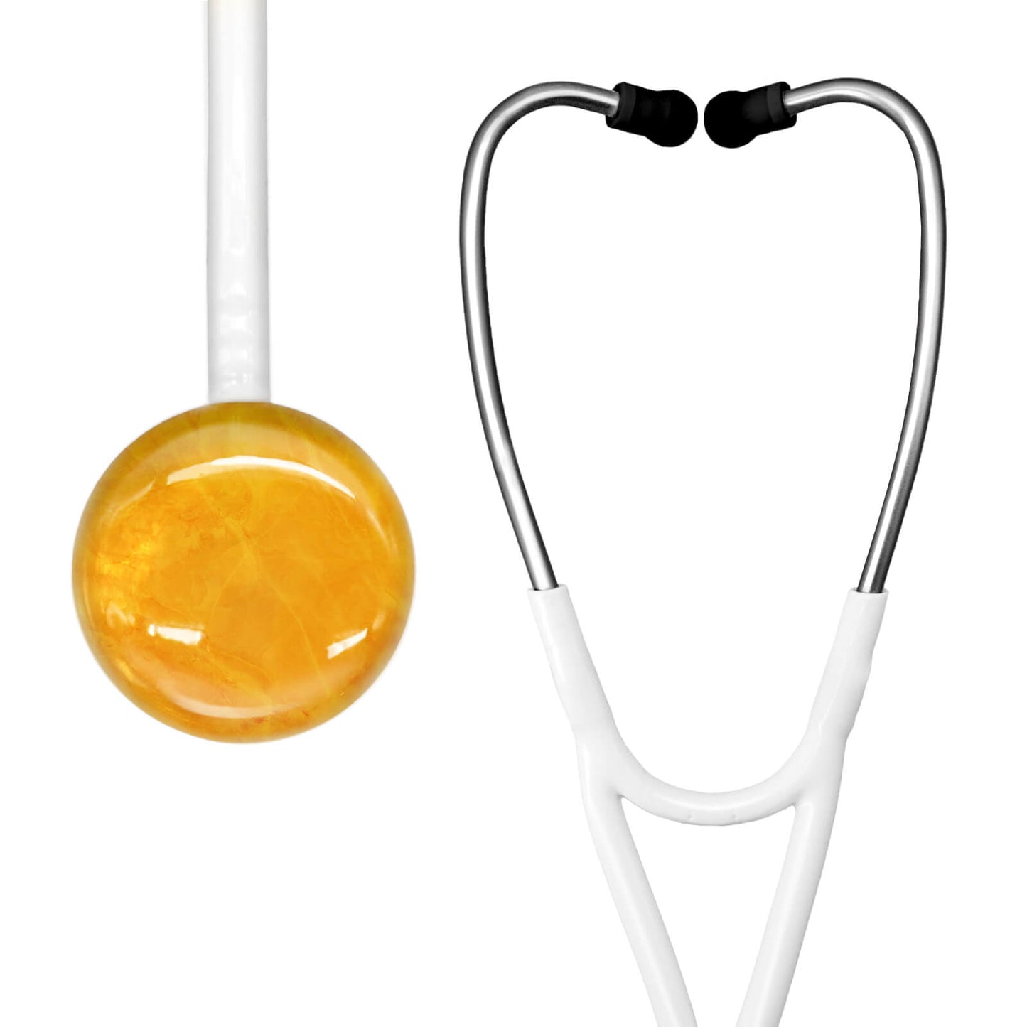 FriCARE Cardiology Stethoscope Single Head Agate (White Chestpiece, White Tube)