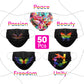MicroBeats 3-Ply Adult Disposable Face Mask Love is Love, 50 Pcs