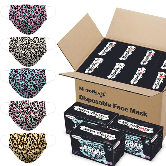MicroBeats Disposable Face Mask Leopard Grain for Adult 2000 Pack