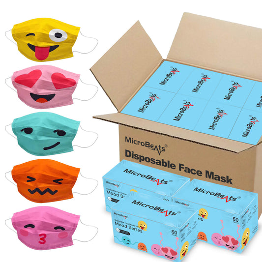 MicroBeats Disposable Face Mask with Emoji Design for Adult 2000 Pack