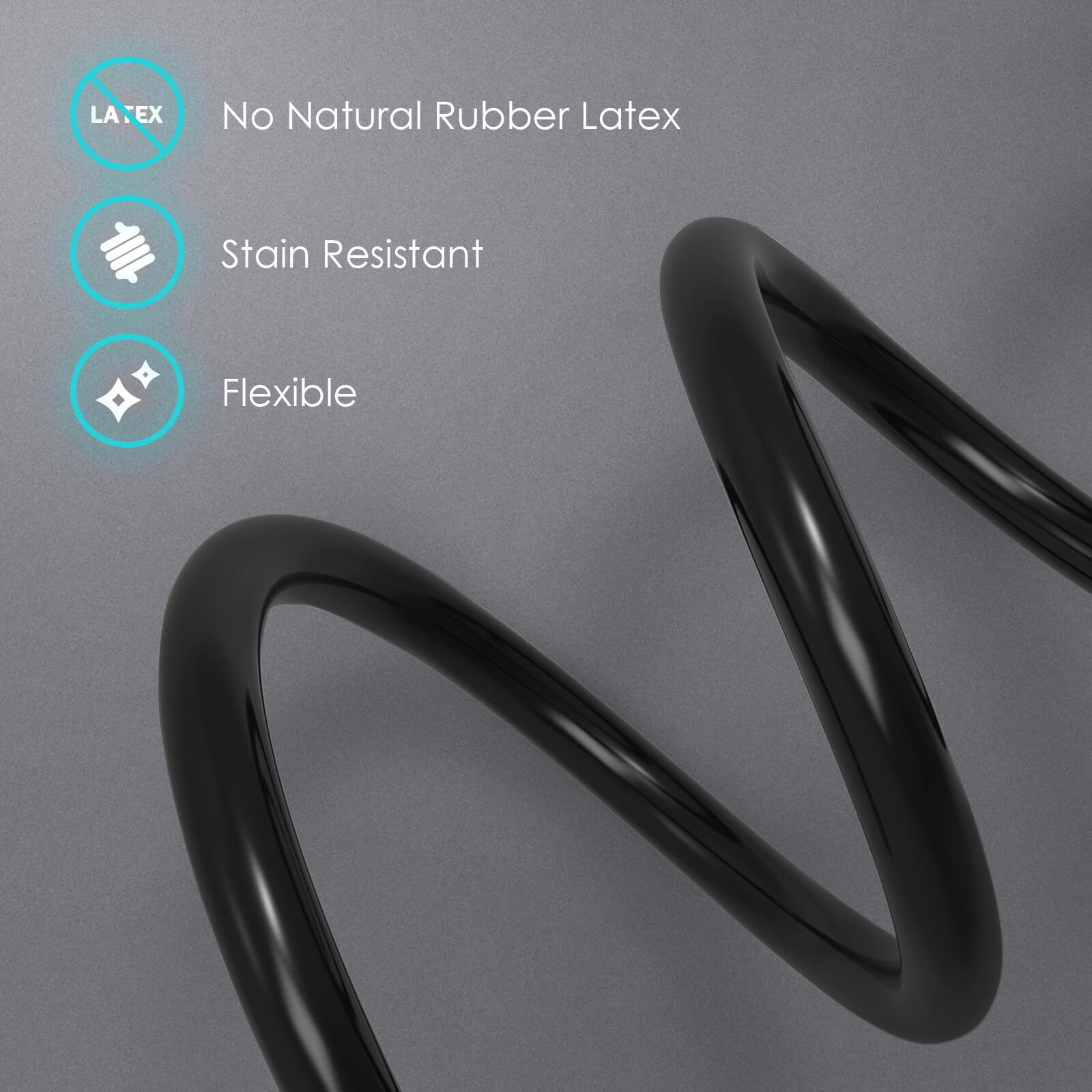 no natural rubber latex, stain resistant, flexible